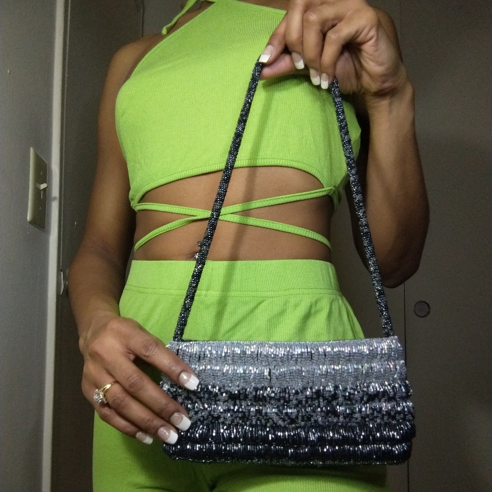 Women's gradient beaded mini shoulder bag / clutch